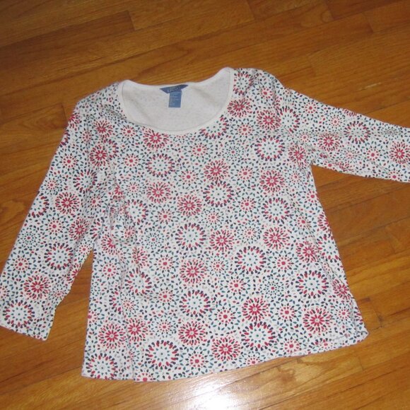 KORET Women's Size Large 3/4 Sleeve Pullover Geometric Design Top --- - Picture 1 of 3